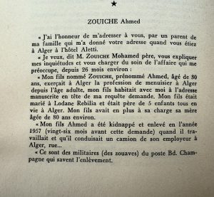 Le Cahier Vert, informations concernant A. Zouiche, p. 84